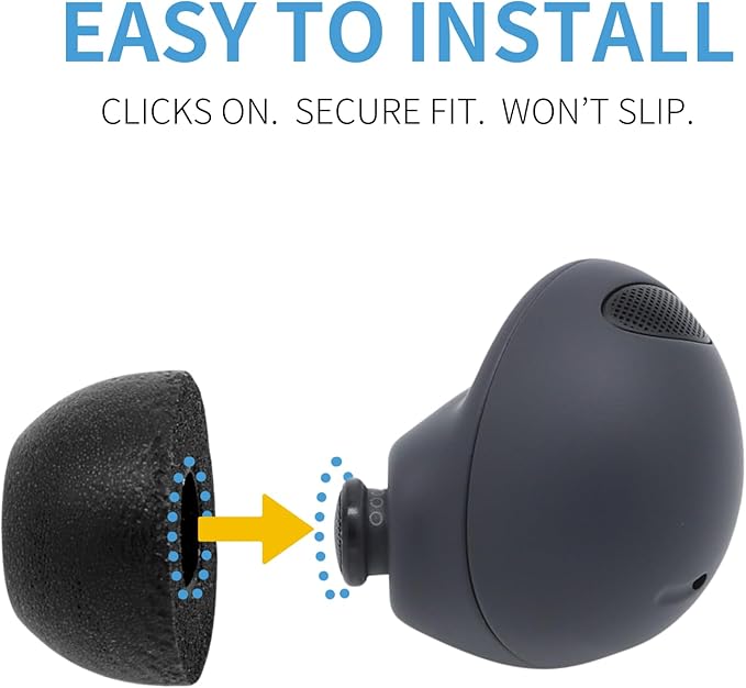 Comply TrueGrip | Premium Memory Foam Replacement Earbud Tips for Samsung Galaxy Buds2 Pro | Enhanced Comfort, Secure Fit, Superior Noise Isolation, Cleaning Tool | Black, Large (3 Pairs)