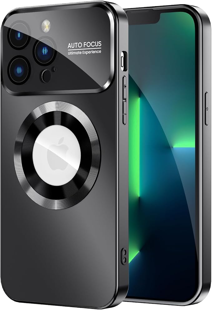 Magnetic for iPhone 13 Pro Max Case, Compatible with MagSafe, Built-in Camera Lens Protector, Logo View, Military Grade Drop Proof Phone Case Cover, Black