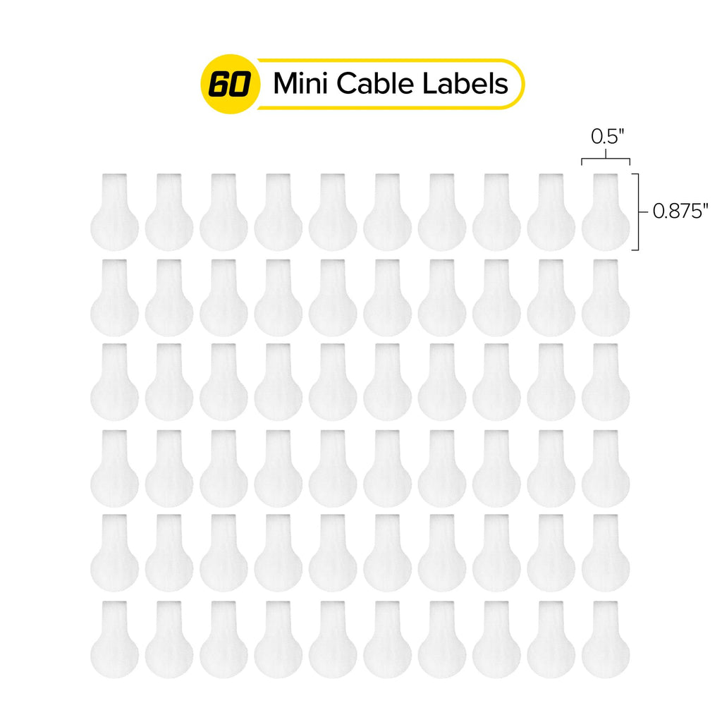 Wrap-It Storage Cable Labels, Mini, White (60 Pack) - Cord and Wire Tags for Cable Management and Organizer for Electronics, Computers and More