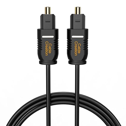CableCreation Optical Digital Audio Cable 3.3FT, Thin Fiber Optic Toslink Gold Plated S/PDIF Cord for Home Theater, Sound Bar, TV, PS4, VD/CD Player, Game Console& More, Black