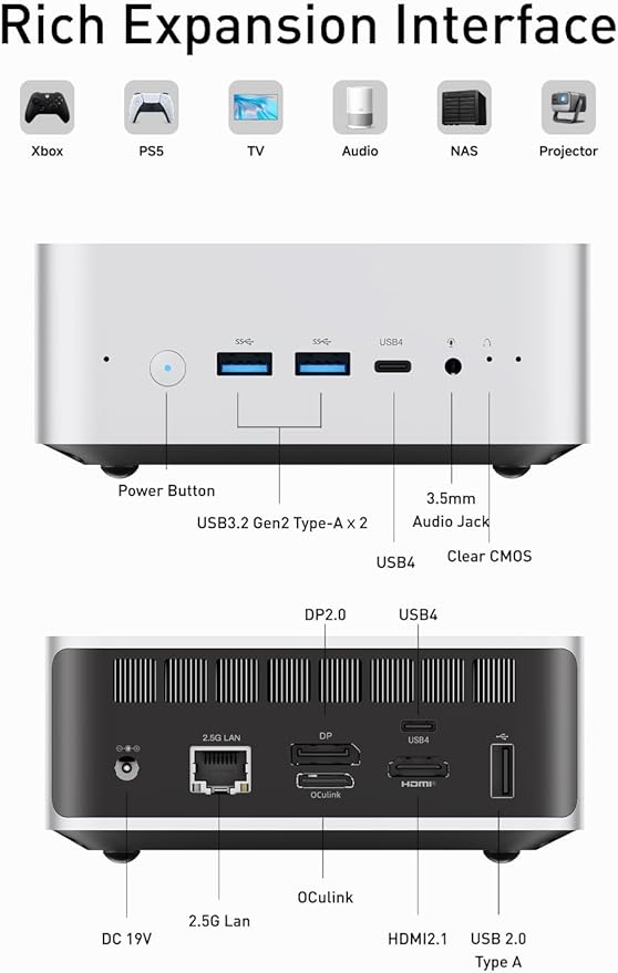 MINISFORUM AI Mini PC Barebone M1 Pro-125H with Intel Core Ultra 5 Processor 125H(14C/18T,up to 4.5Ghz), Mini Computer PCIe4.0 SSD,Triple Display with HDMI 2.1/USB4/DP,5X USB Ports, WiFi 7, BT5.4
