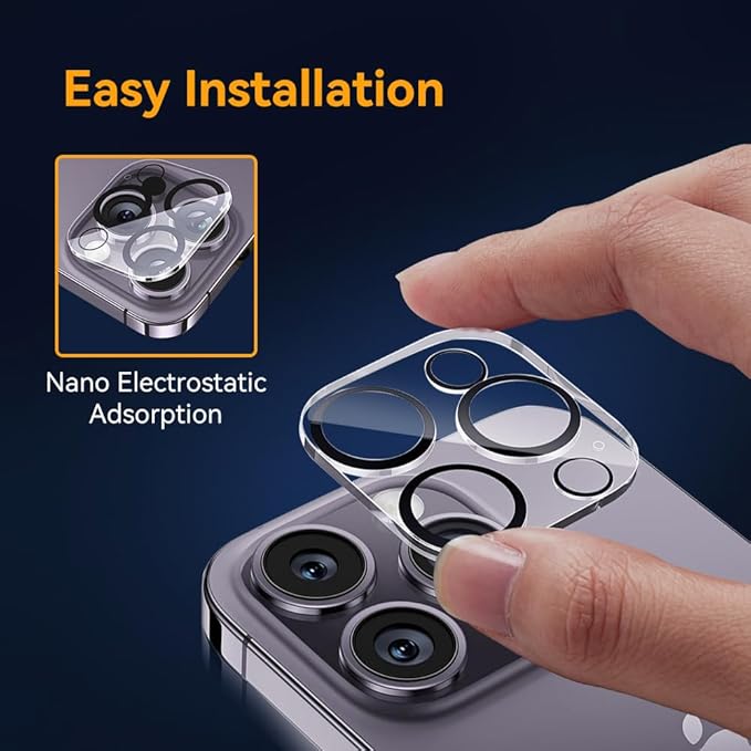 Camera Lens Protector for iPhone 14 Pro 6.1" ＆ iPhone 14 Pro Max 6.7",9H Tempered Glass，Ultra HD, Scratch Resistance Easy to Install，Case Friendly，[Does not Affect Night Shots] 3-Pack