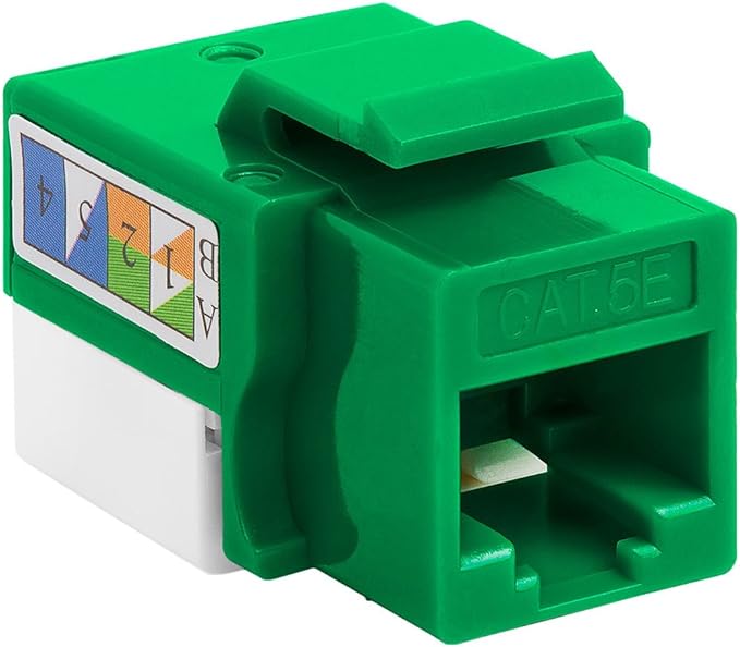 Cmple - RJ45 Keystone Jack 90 Degree Cat5e Keystone Jack Insert Punch Down RJ45 Connectors Female for Wall Plates, Patch Panels, Patch Cables, Ethernet Cables - Green