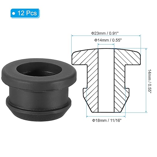 PATIKIL 18mm / 11/16 Inch Drill Hole,9/16 Inch ID Rubber Grommets, 12Pcs Top Hat Grommet for Wiring Eyelet Ring Gasket Automotive Firewall Cable Hole Plugs Wires Protection, Black
