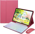 Keyboard Case for iPad Air 11-inch M3/M2 (2025/2024)/ Air 5th 4th Generation 10.9" with Mouse and Rainbow Backlit Magnetic Detachable Bluetooth Keyboard Cover,DarkPink