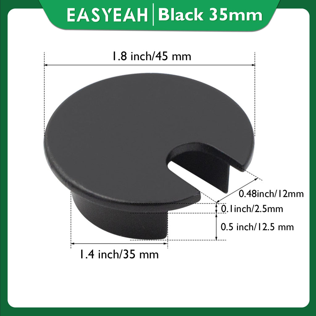EASYEAH 1 Pcs Desk Grommet 1-3/8" / 35 mm, Zinc Alloy Desk Cord Hole Cover