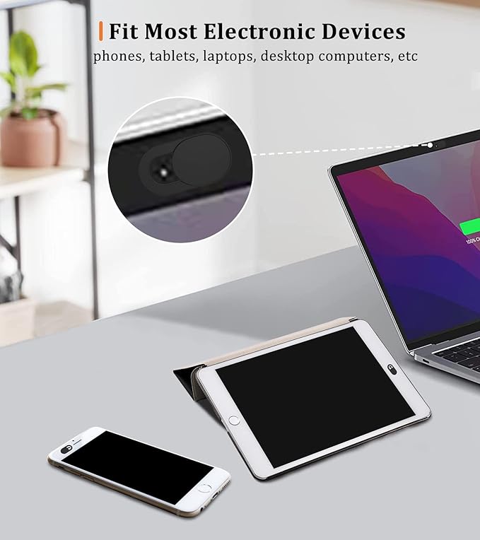 Webcam Cover, 0.03in Ultra Thin Slide Web Camera Covers for Laptop Computer Smartphone Mac iMac MacBook, Sliding Blocker Cover Protect Your Privacy Security (9*Black)