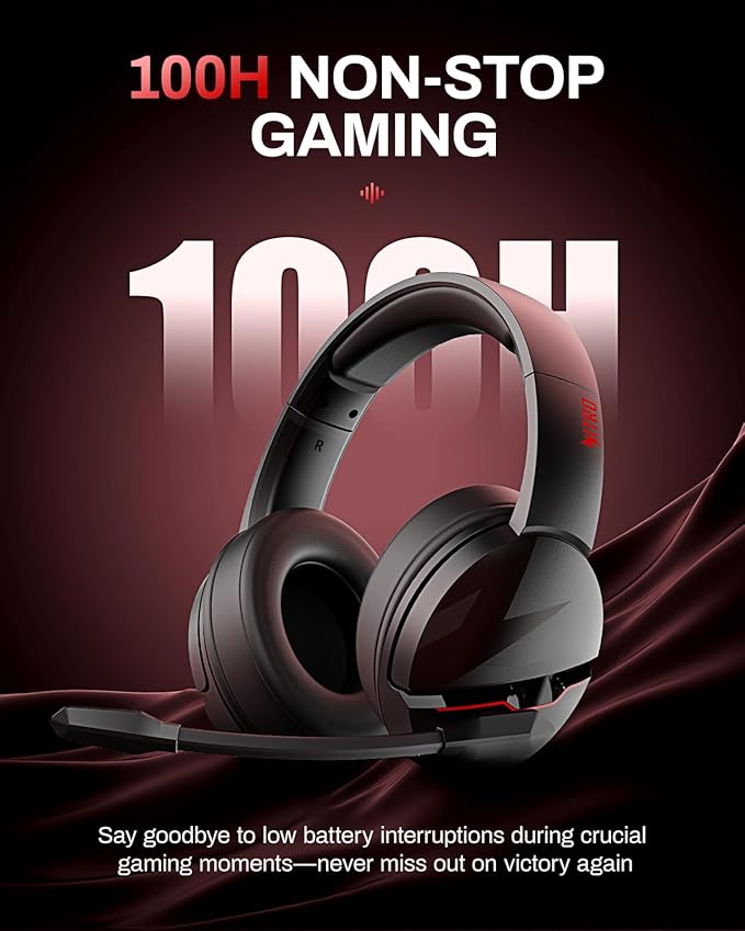 acer Wireless Gaming Headset, PS5 Headset with 2.4GHz for Ps5, Ps4, PC, Switch, Bluetooth 5.3 + 100Hrs Gaming Headphones with Noise Canceling Mic for Laptop, Mobile, Mac, 50mm Drivers (Black)