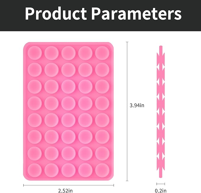 2 Pack Silicone Double-Sided Suction Grip – 40 Cups per Side, Strong Hold for iPhone, Galaxy, Pixel, Android – Hands-Free for Selfies & Videos (Pink)