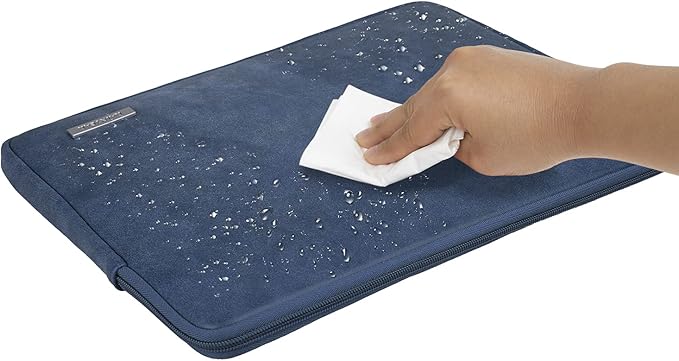 RAINYEAR 15 Inch Laptop Sleeve PU Suede Leather Case Padded Cover Water Resistant Carrying Computer Bag Compatible with 15.4 MacBook Pro/Air, Surface Laptop 3/4 15", New XPS 15 Touch(Deep Blue)