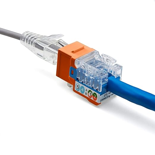 trueCABLE Cat6 Keystone Jack, Unshielded (UTP), 90 Degree Punch-Down, PoE++ (4PPoE) 100W, UL Listed, ETL Verified, ANSI/TIA Certified, Modular RJ45 Female, Orange, 12 Pack