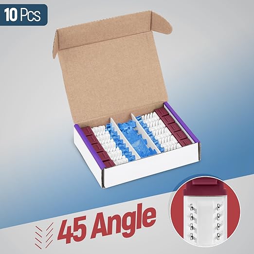 Everest 45° Angled RJ45 Cat5e Keystone Jacks 10-Pack in Red - Slim Profile Female RJ45 Connectors - Cat 5e Keystone Jack - Compatible with 45° Angled Speed Termination Tool - 45Term (B0BL3GS7ZY)
