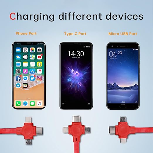 6 Pcs 3 in 1 Retractable Multi Chargers Cable(3.28FT) with USB C/Micro USB/IP and Phone Stand, Festivals and Birthday Gift for Your Family and Friends, Compatible with iPhone/Android/Tablet