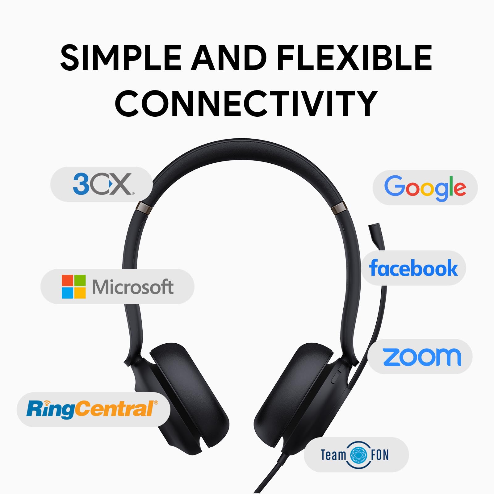 Yealink UH37 USB Headset with Microphone for PC Laptop - Headphones with Noise Cancelling Microphone for Computer,On-Ear Wired Office Call Center Headset Mono