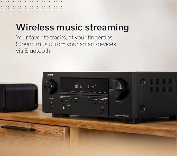 Denon AVR-S570BT 5.2 Channel AV Receiver - 8K Ultra HD Audio & Video, Enhanced Gaming Experience, Wireless Streaming via Built-in Bluetooth, (4) 8K HDMI Inputs, Supports eARC, HD Setup Assistant