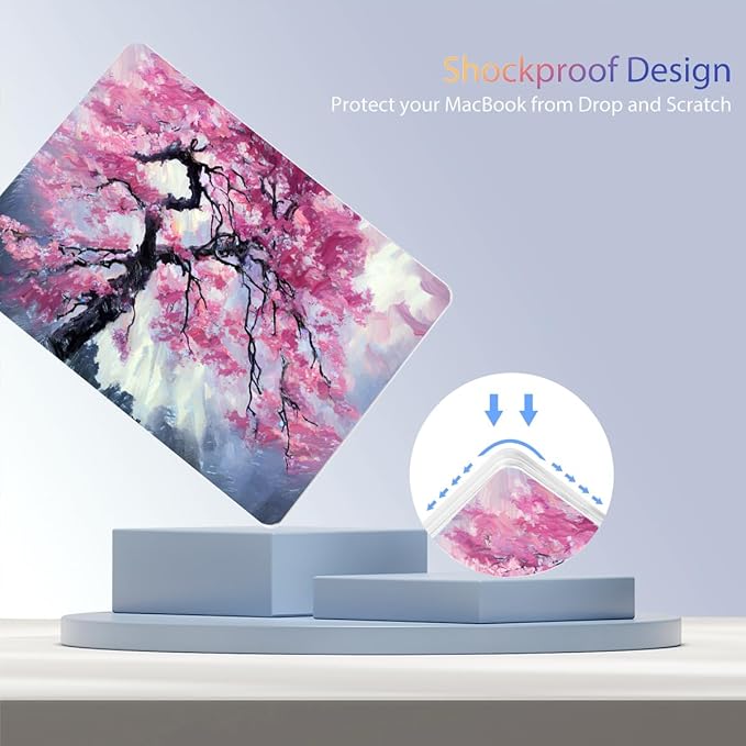 Teryeefi Compatible with M4 M3 M2 MacBook Air 13 inch Case 2025 2024 2023 2022 Release A3240 A3113 A2681 Model,Hard Shell Case for MacBook Air 13.6 inch + Keyboard Cover + Type C Adapter, Sakura-101