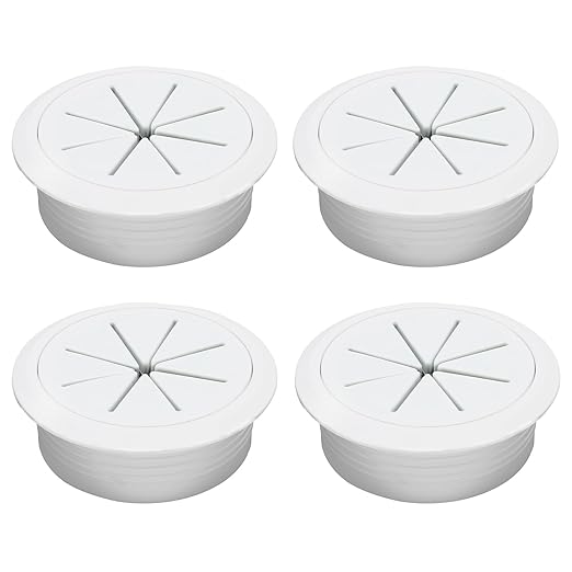 Desk Grommet 2" (50 mm), Desk Hole Cover for Cables White, Cable Grommet ABS Plastic, Desk Hole Grommet for Office and Home Table Cable, Detachable & Flexible Cable Cord Organizer-4 Pcs