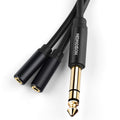 HOSONGIN 1/4 inch TRS to Dual 3.5mm Female Y Cable, 1.5ft, Black Copper Wire & Gold Plated Connectors, Compatible with Headphones