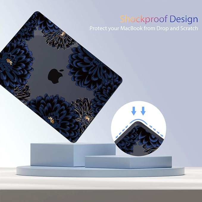 Teryeefi for MacBook Air 13.6 inch Case Release 2022 2023 2024 2025, Fits Model A2681 A3113, Design Pattern Slim Cover+Keyboard Cover+OTG Adapter for 13.6 inch MacBook Air M2 M3, Chrysanthemums