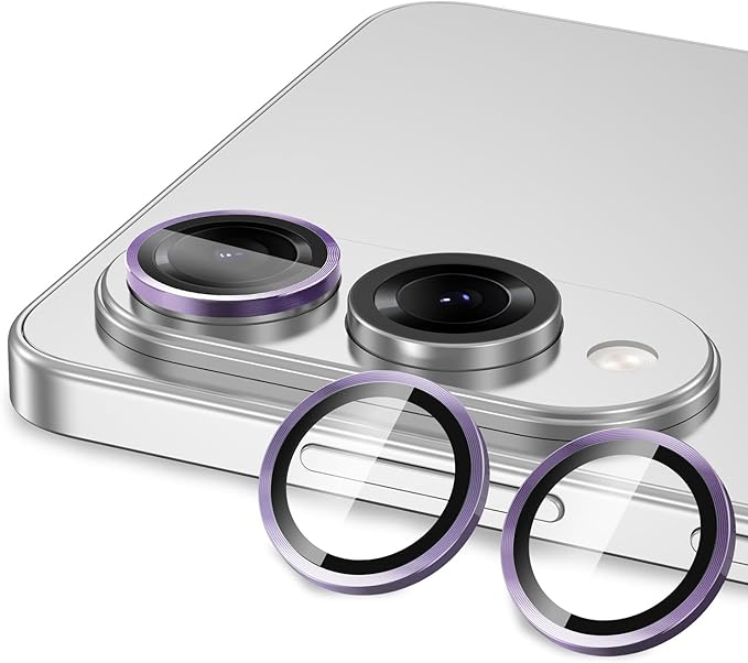 for Samsung Galaxy S25 Edge Camera Lens Protector, Individual Metal Ring Tempered Glass Lens Cover, [Strong Adsorption] Scratch Resistant Ultra-Thin HD Clear Lens Cover, 1 Set-Purple