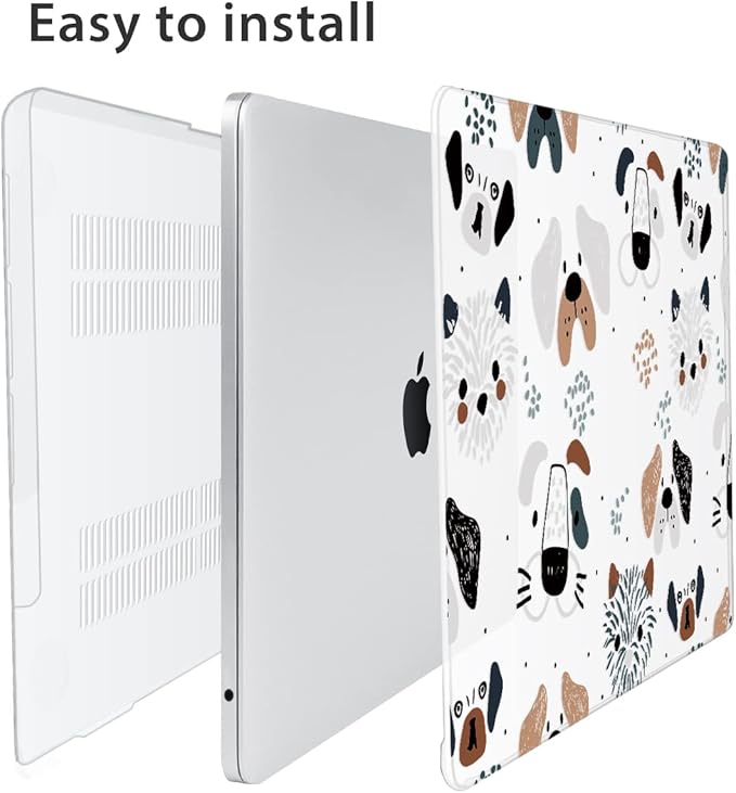Compatible with MacBook Air 13 inch Case 2025 2024-2022 M4 A3240 M3 A3113 M2 A2681, Plastic Hard Shell&Keyboard Cover&Screen Film&Webcam Cover for MacBook Air 13.6 inch Case, Funny Dog
