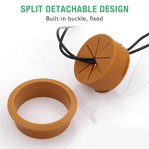 2 Pcs Desk Grommet 2-3/8" / 60 mm, Desk Hole Cover for Cables Brown, Cable Grommet ABS Plastic, Desk Hole Grommet for Home & Office Pc, Detachable Cable Cord Organizer