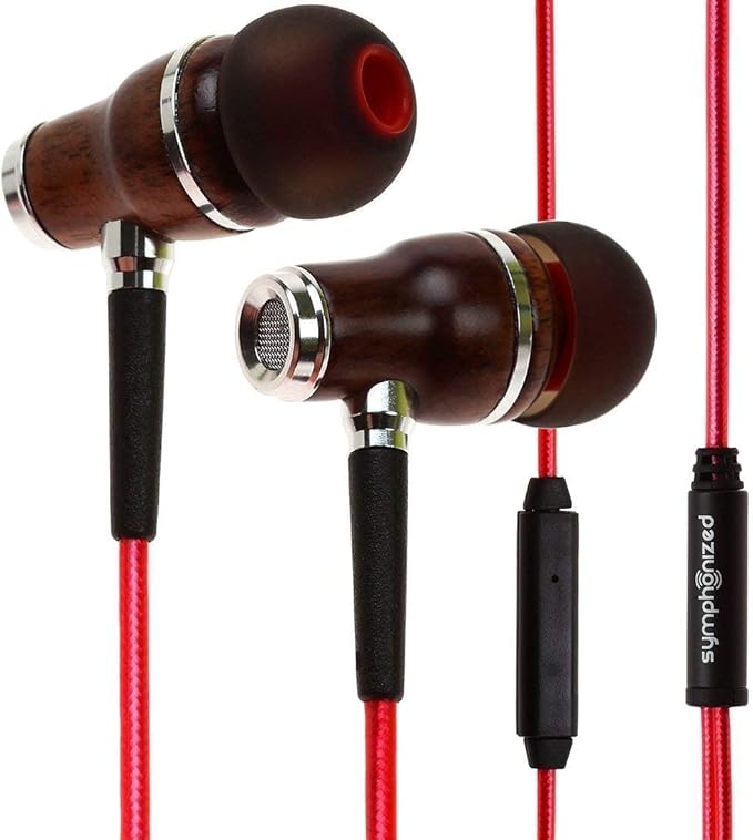 Symphonized NRG 2.0 Premium Genuine Wood in-Ear Noise-isolating Headphones with Mic and Nylon Cable