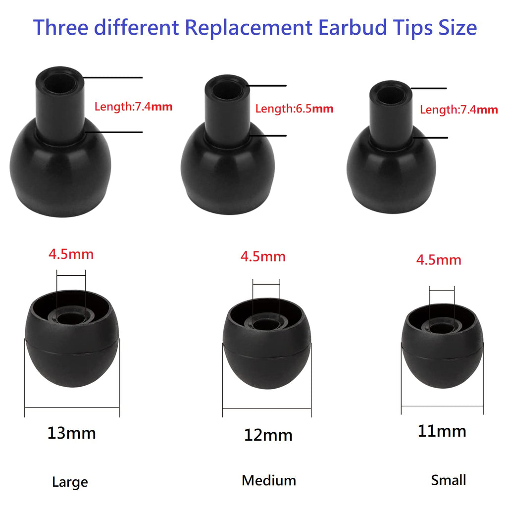 CYADCI 36 Pieces Small Earbud Tips Soft and Comfortable Silicone Earbud Tips Ear Bud Replacement Pieces Silicone Fit Most in-Ear Headphones，Inner Hole 3.8mm -5.5mm，Small Black Replacement Eartips