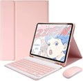 AnMengXinLing Keyboard Case for iPad 11th(A16)/iPad 10th Generation 2022 with Mouse Detachable Wireless Bluetooth Keyboard Pencil Holder Slim Leather Cover for iPad11/iPad10, Pink