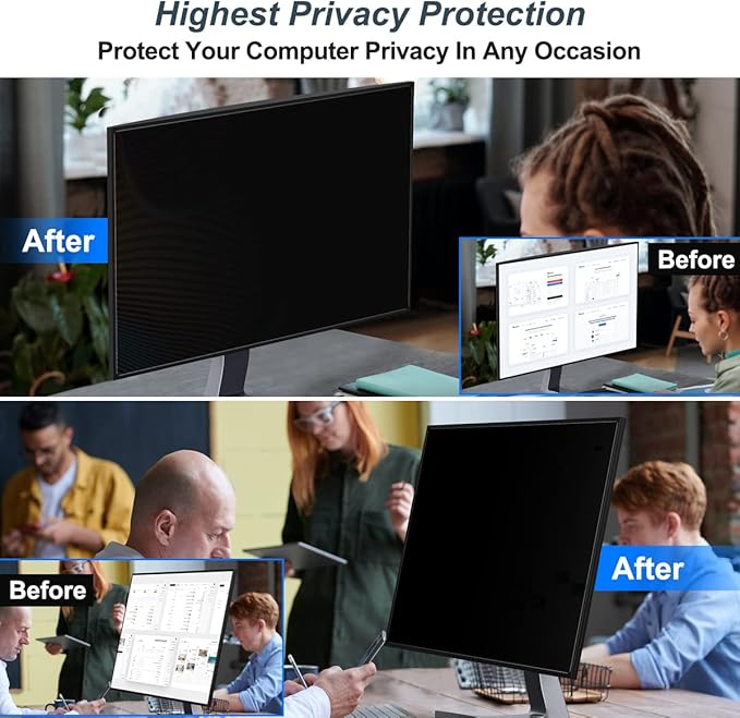 [2-Pack] 23 Inch Privacy Screen for Monitor Computer Screen Privacy Filter for 16:9 Widescreen Monitor Desktop PC Monitor Privacy Film Monitor Privacy Shield and Anti-Glare Protector