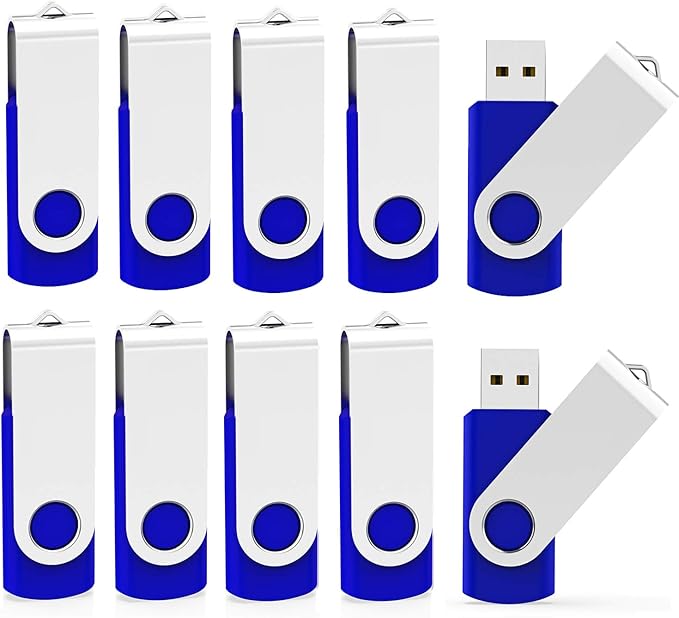 Kootion 10 X 16 GB USB Flash Drive 16 gb Flash Drive Thumb Drive Memory Stick Pen Drive Keychain Design Blue