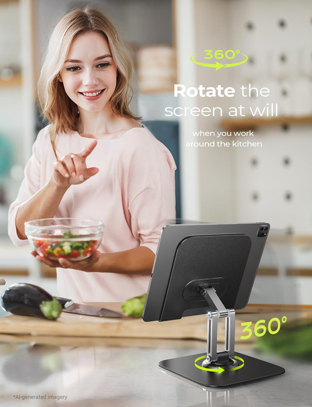 LISEN for iPad Stand Holder All Metal Foldable Adjust Tablet Stand for Desk