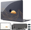 CISSOOK Compatible with MacBook Air 13 Inch M1 Case 2022 2021-2018 Release A2337 A2179 A1932, Crystal Black Plastic Hard Shell Case Cover for MacBook Air 13" with Touch ID, Sun & Mountain