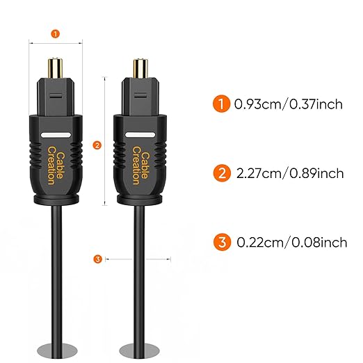 CableCreation Optical Digital Audio Cable 10FT, Thin Fiber Optic Toslink Gold Plated Optical S/PDIF Cord for Home Theater, Sound Bar, TV, PS4, Xbox, VD/CD Player, Game Console& More, Black
