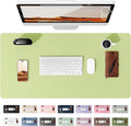 YSAGi Leather Desk Protector, Office Mat, Large Mouse Mat, Non-Slip PU Leather Blotter, Laptop Desk, Waterproof Writing Pad for Office and Home (Peak Green, 35.4" x 17")