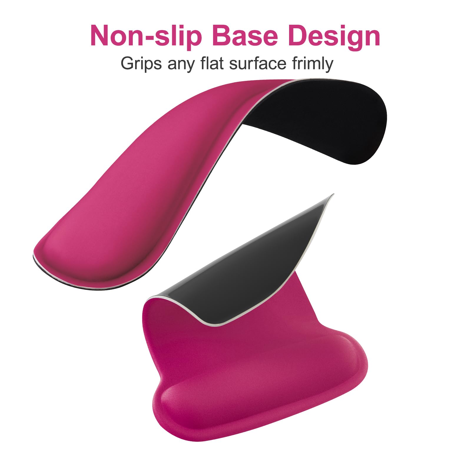 MOSISO Wrist Rest Support for Mouse Pad & Keyboard Set, Ergonomic Mousepad Non-Slip Base Home/Office Pain Relief & Easy Typing Cushion with Neoprene Cloth & Raised Memory Foam, Rose Red
