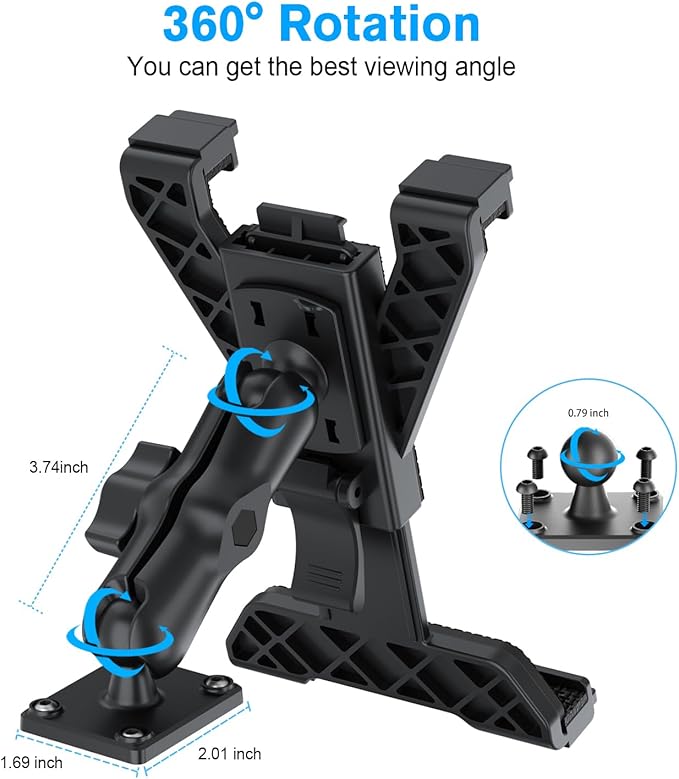 PLDHPRO Tablet Holder for Truck Heavy Duty Drill Base iPad Car Mount Stand for Dashboard Wall