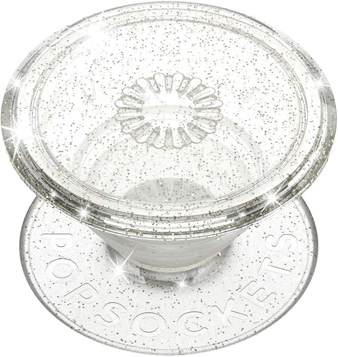PopSockets Translucent Phone Grip with Expanding Kickstand, PopSockets for Phone, Adhesive Grip, Translucent PopGrip - Clear Glitter Silver