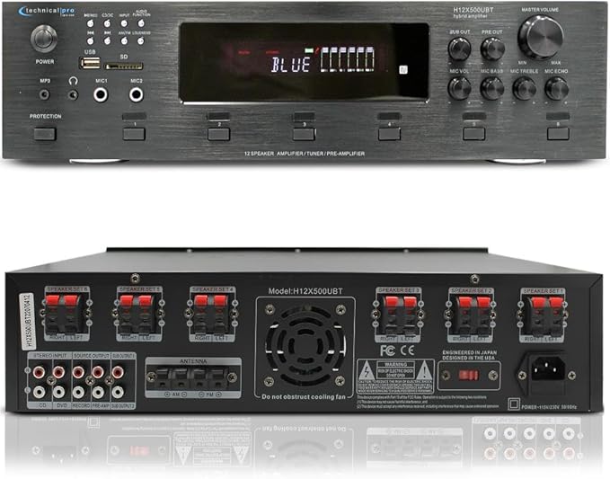 Vaiyer Home Audio System Kit, 6-Channel 6000 Watts Bluetooth Amplifier with 6.5" 10 Qty of 200 W Each Frameless in-Ceiling Speakers & 16 AWG 500 ft Speaker Wire - Perfect for Home, Office, Restaurant