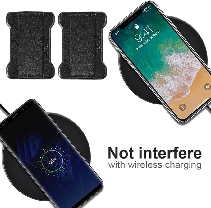 Universal Phone Grip for Smartphones - Phone Holder for Hand for Back of Phone - Wireless Charging Compatible (Black Red) - 2Pack