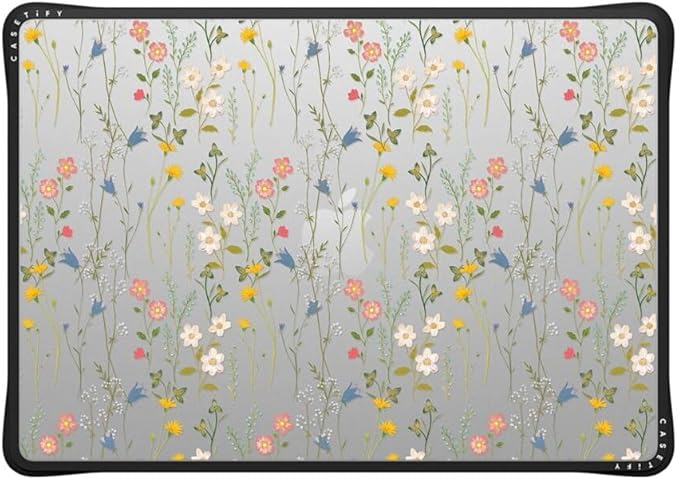 CASETiFY Impact MacBook Air 15" (M2-M4) Case [Cushioned Impact Corners/Scratch-Resistant/Anti-Slip Grip] - Dreamy Floral Pattern - Clear Black