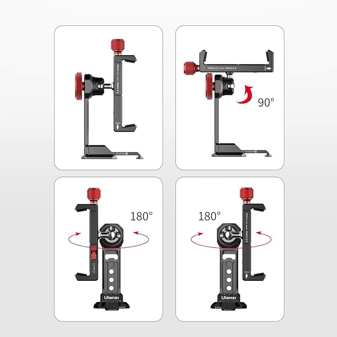 Cell Phone Tripod Mount, ULANZI ST-14 Smartphone Tripod Mount Adapter Aluminum with Cold Shoe, 360° Cell Phone Stand Holder Clamp for iPhone16 15 14 13 12 11 Max Pro iPhone X XR Xs 6 7 Plus