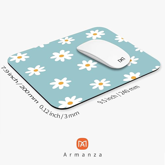 Square Mouse Pad Little Daisy,Personalized Premium-Textured Custom Mouse Mat Design,Washable Mousepad Cloth,Non-Slip Rubber Base Computer Mouse Pads for Wireless Mouse