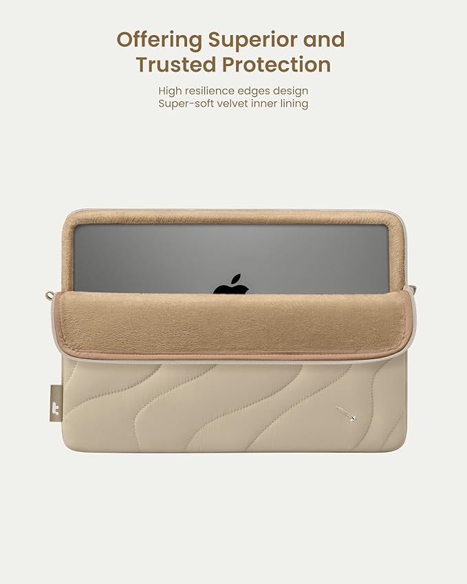 tomtoc 360 Protective Puffy Laptop Sleeve for 14-inch MacBook Pro M4/M3/M2/M1 Pro/Max A3112 A3401 A3185 A2992 A2918 A2779 2024, 13.5/13.8-inch Surface Laptop 7(Copilot+ PC)/6/5/4/3, Quilted Design