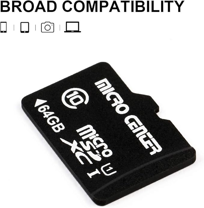 Micro Center 64GB Class 10 MicroSDXC Flash Memory Card with Adapter for Mobile Device Storage Phone, Tablet, Drone & Full HD Video Recording - 80MB/s UHS-I, C10, U1 (5 Pack)