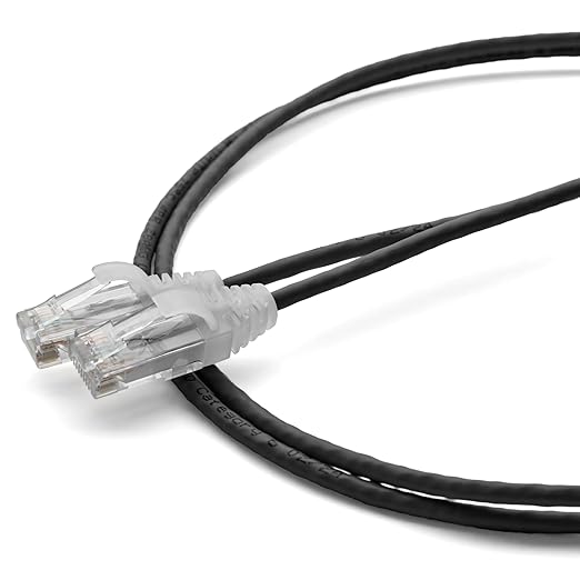 TRUECABLE Cat6 Component Rated Patch Cable, Unshielded (U/UTP), 2ft, Black, 28AWG Solid Copper, Snagless 10G High-Speed Ethernet Cable, PoE++ 4PPoE 100W, UL Listed, RoHS-3, 1 Pack