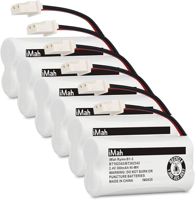 iMah BT162342/BT262342 Cordless Phone Batteries Compatible with VTech CS6409 CS6419 CS6429 CS80100 AT&T CL81101 EL5210 EL52400 Handset Telephone (Pack of 6)
