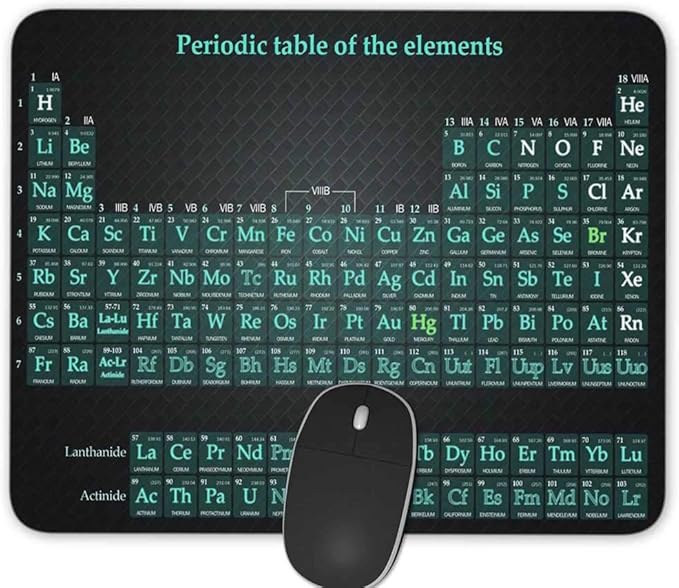 Gaming Mouse Pad，Periodic Table of The Elements Rectangle Mouse Pad Size(9.84"x7.87")