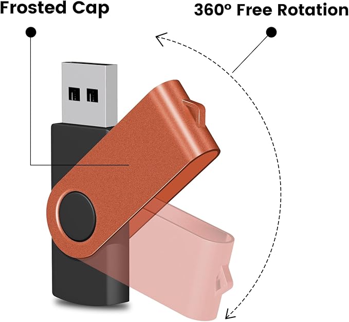 EASTBULL Flash Drives Bulk 128MB USB Thumb Drive 50 Pack USB 2.0 Memory Stick Swivel Pen Drive with Lanyard for Storage and Backup (128MB 50 Colors)