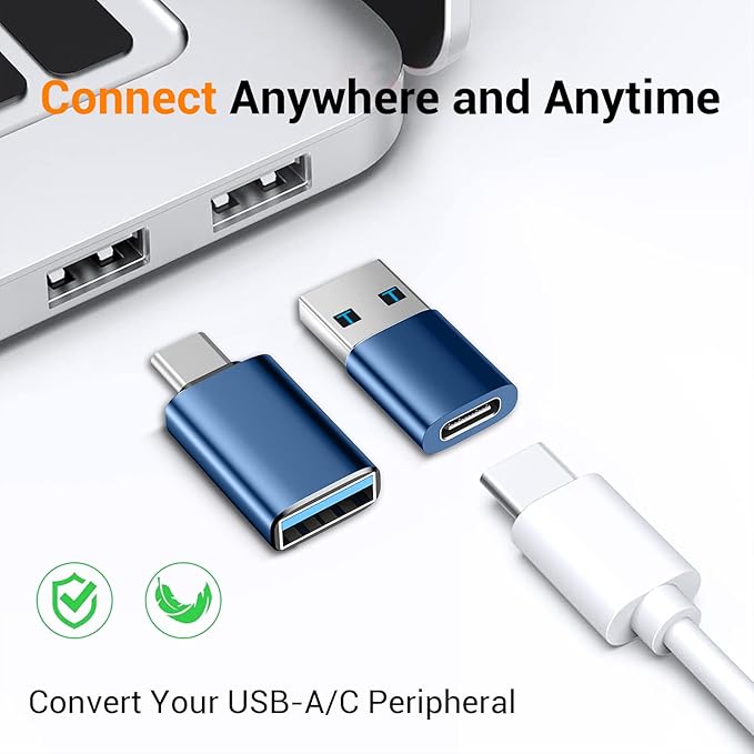 𝟒𝐏𝐚𝐜𝐤 𝐔𝐩𝐠𝐫𝐚𝐝𝐞𝐝 USB to USB C Adapter,USB C Male to USB 3.0 Female OTG Converter for iPhone 16 15 14 13 Plus Pro Max,Apple Watch,Airpods,S24 Ultra, Gender Changers OTG Adapters - Blue